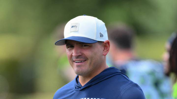 Seattle Seahawks head coach Mike MacDonald during training camp at Virginia Mason Athletic Center. 