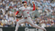 Jun 1, 2024; Seattle, Washington, USA;  Los Angeles Angels starting pitcher Reid Detmers (48) throws against the Seattle Mariners during the second inning at T-Mobile Park. Mandatory Credit: John Froschauer-USA TODAY Sports