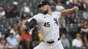 Jul 12, 2024; Chicago, Illinois, USA;  Chicago White Sox pitcher Garrett Crochet (45) delivers against the Pittsburgh Pirates during the first inning  at Guaranteed Rate Field