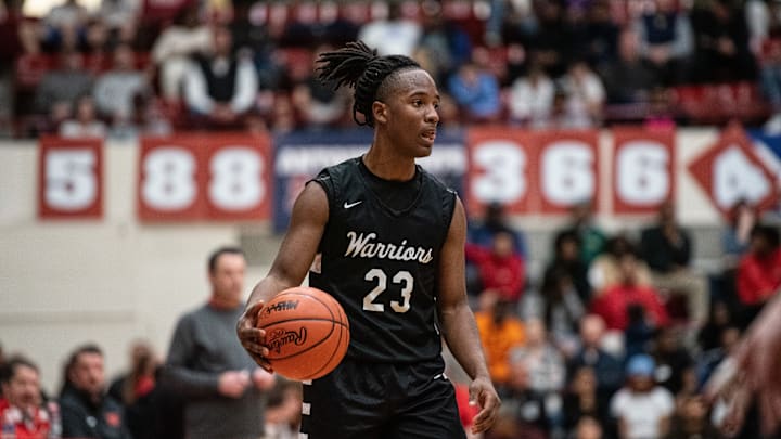 Brother Rice's David Williams dribbles during the Division 1 boys basketball quarterfinal on Tuesday, March 12, 2024, at Detroit Mercy. Brother Rice's David Williams dribbles during the Division 1 boys basketball quarterfinal on Tuesday, March 12, 2024, at Detroit Mercy.