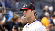 Nov 9, 2025; Mesa, AZ, USA; Houston Astros pitcher James Hicks during the Arizona Fall League Fall Stars Game at Sloan Park. 