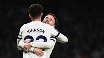 Maddison and Johnson celebrate the late winner vs Brighton last autumn -  Tottenham Hotspur v Brighton & Hove Albion - Premier League