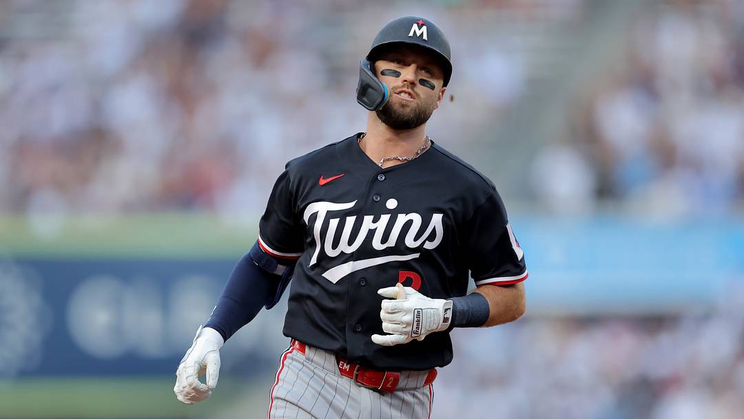 Jul 3, 2026; Bronx, New York, USA; Minnesota Twins second baseman Kody Clemens (2) rounds the bases after hitting a solo home run against the New York Yankees during the first inning at Yankee Stadium. Mandatory Credit: Brad Penner-Imagn Images