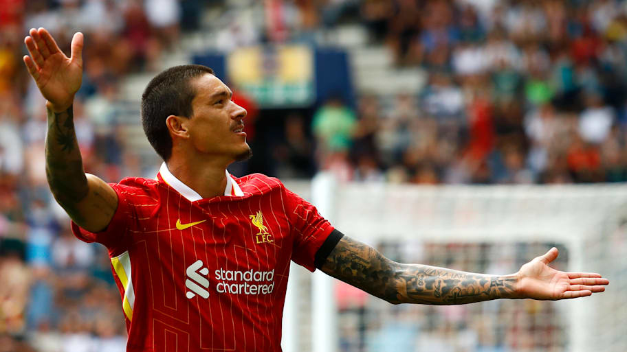 Darwin Núñez celebrating for Liverpool.