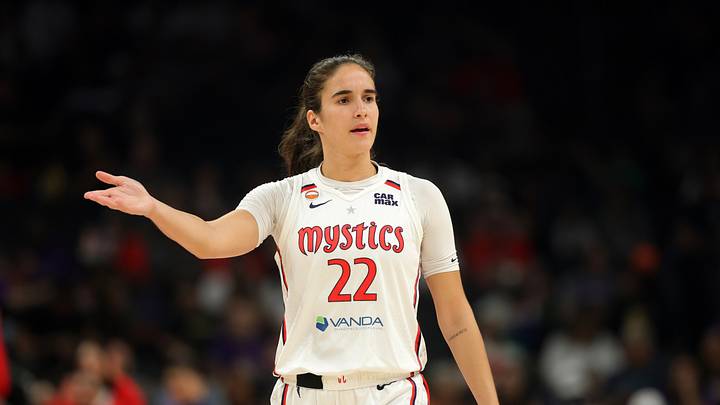 Aug 27, 2026; Phoenix, Arizona, USA; Washington Mystics guard Sonia Citron (22) against the Phoenix Mercury at Mortgage Matchup Center. Mandatory Credit: Mark J. Rebilas-Imagn Images