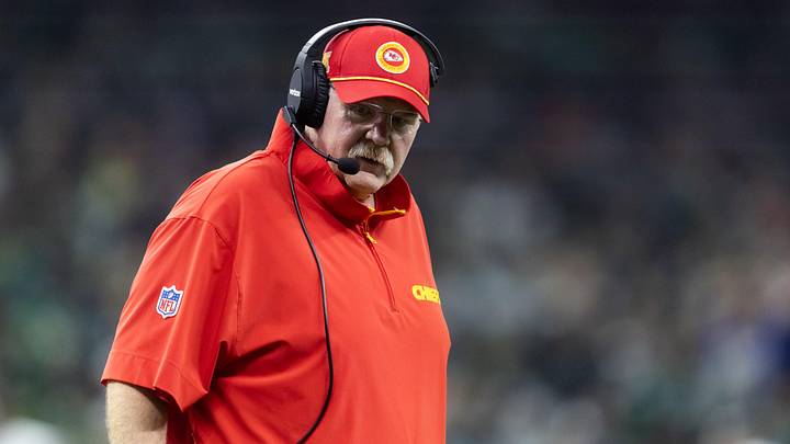 Feb 9, 2025; New Orleans, LA, USA;  Kansas City Chiefs head coach Andy Reid against the Philadelphia Eagles in Super Bowl LIX at Ceasars Superdome. Mandatory Credit: Mark J. Rebilas-Imagn Images