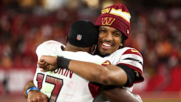 Washington Commanders quarterback Jayden Daniels and wide receiver Terry McLaurin