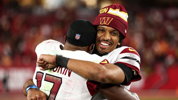 Washington Commanders quarterback Jayden Daniels and wide receiver Terry McLaurin