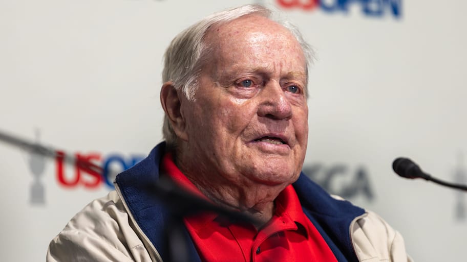 Four-Time U.S. Open champion Jack Nicklaus speaks to the media during the third round of the 2025 U.S. Open.