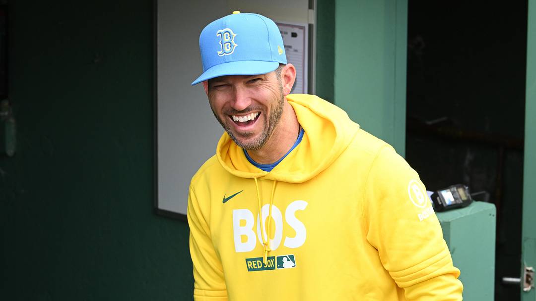 May 2, 2026; Boston, Massachusetts, USA; Boston Red Sox interim manager Chad Tracy (17) stands in the dugout before a game against the Houston Astros at Fenway Park. Mandatory Credit: Eric Canha-Imagn Images