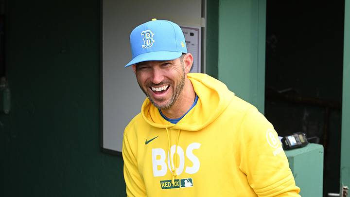 May 2, 2026; Boston, Massachusetts, USA; Boston Red Sox interim manager Chad Tracy (17)  stands in the dugout before a game against the Houston Astros at Fenway Park. Mandatory Credit: Eric Canha-Imagn Images
