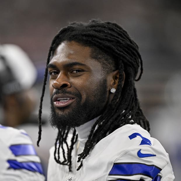 Dallas Cowboys cornerback Trevon Diggs looks on before the game between the Cowboys and Ravens.