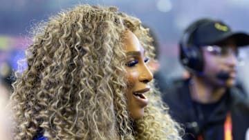 Feb 9, 2025; New Orleans, LA, USA;  Serena Williams during the halftime show of Super Bowl LIX between the Philadelphia Eagles and the Kansas City Chiefs at Ceasars Superdome. 