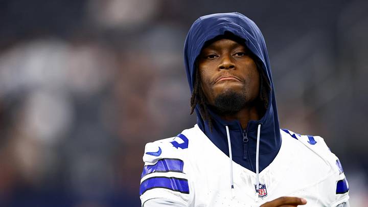 Aug 22, 2025; Arlington, Texas, USA; Dallas Cowboys wide receiver George Pickens (3) before the game against the Atlanta Falcons at AT&T Stadium. Mandatory Credit: Kevin Jairaj-Imagn Images