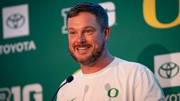 Oregon coach Dan Lanning speaks during Oregon football’s Media Day on July 28, 2025, at Autzen Stadium in Eugene. Oregon coach Dan Lanning speaks during Oregon football’s Media Day on July 28, 2025, at Autzen Stadium in Eugene.