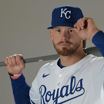 Feb 19, 2025; Surprise, AZ, USA; Kansas City Royals shortstop Bobby Witt Jr. (7) poses for a photo during media day. Mandatory Credit: Jayne Kamin-Oncea-Imagn Images  