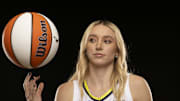 May 7, 2025; Arlington, TX, USA; Dallas Wings guard Paige Bueckers poses for a photo during the 2025 Dallas Wings Media Day. Mandatory Credit: Jerome Miron-Imagn Images
