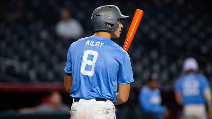 Jul 1, 2024; Phoenix, AZ, USA; Newnan High School infielder Dax Kilby during the Perfect Game National Showcase high school baseball game at Chase Field. Mandatory Credit: Mark J. Rebilas-USA TODAY Sports