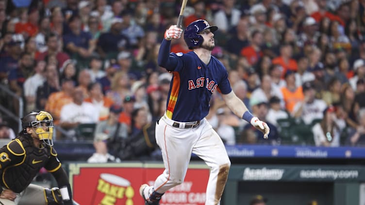 Sep 10, 2023; Houston, Texas, USA; Houston Astros right fielder Kyle Tucker (30) hits his second