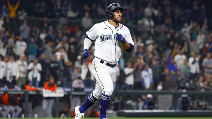 Then-Seattle Mariners second baseman Abraham Toro runs after hitting a two-run home run against the Detroit Tigers on Oct. 4, 2022 at T-Mobile Park.