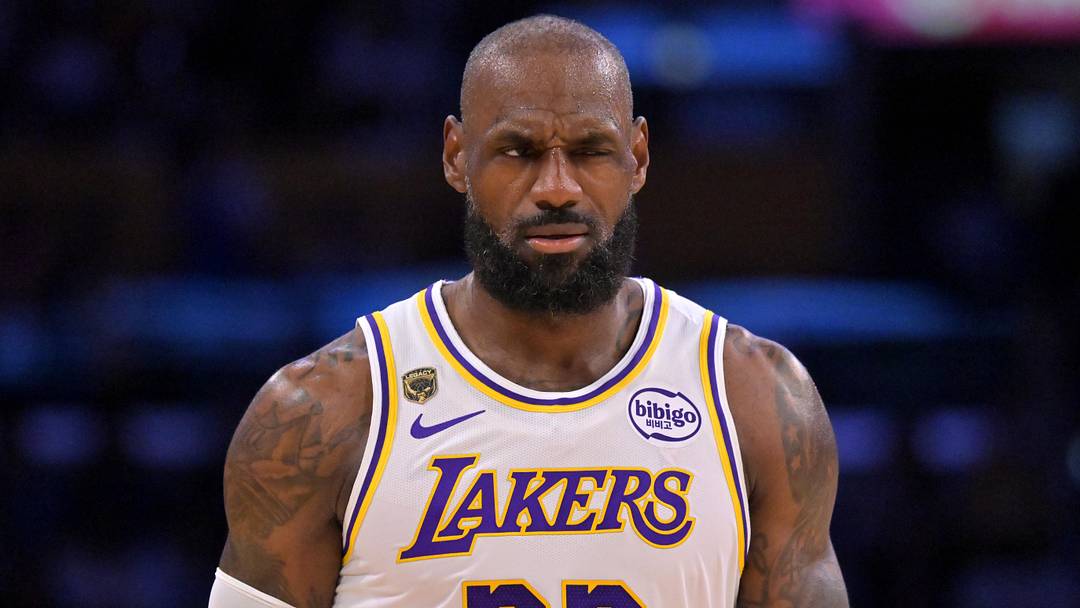 May 9, 2026; Los Angeles, California, USA; Los Angeles Lakers forward LeBron James (23) reacts after a foul in game three of the second round of the 2026 NBA Playoffs against the Oklahoma City Thunder at Crypto.com Arena. Mandatory Credit: Jayne Kamin-Oncea-Imagn Images