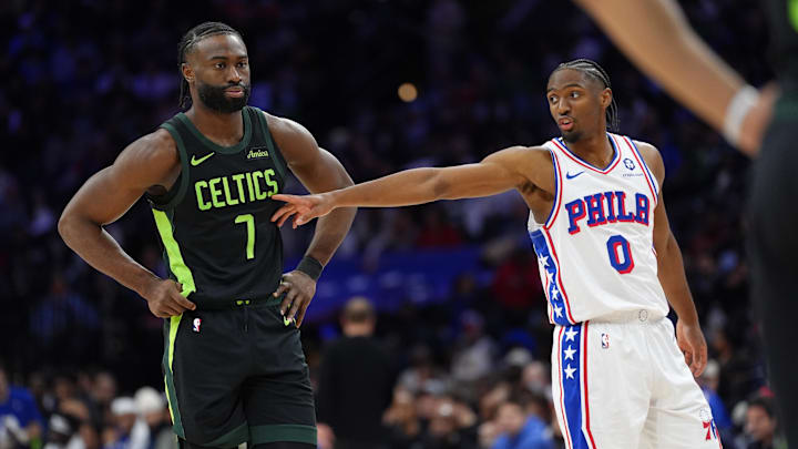 Jaylen Brown and the Celtics face off against the Sixers in their season opener.