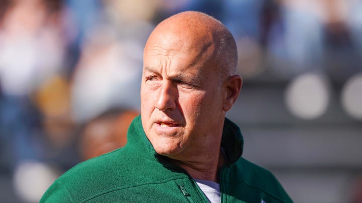 Nov 6, 2021; Laramie, Wyoming, USA; Colorado State Rams head coach Steve Addazio before the game against the Wyoming Cowboys at Jonah Field at War Memorial Stadium. Mandatory Credit: Troy Babbitt-USA TODAY Sports