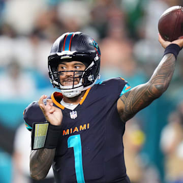 The Miami Dolphins and quarterback Tua Tagovailoa debuted new uniforms Monday night against the New York Jets.