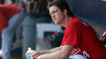 Mar 8, 2023; Tampa, Florida, USA;  St. Louis Cardinals pitcher Jake Woodford (44) looks on during the first inning against the New York Yankees at George M. Steinbrenner Field. Mandatory Credit: Kim Klement-Imagn Images