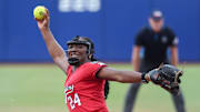 Texas Tech pitcher Nijaree Canady throws a pitch during the WCWS.