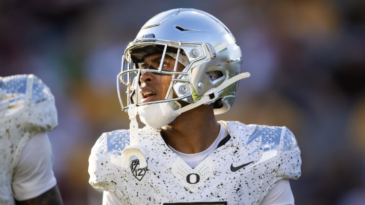 Nov 18, 2023; Tempe, Arizona, USA; Oregon Ducks wide receiver Gary Bryant Jr. (2) against the Arizona State Sun Devils at Mountain America Stadium.