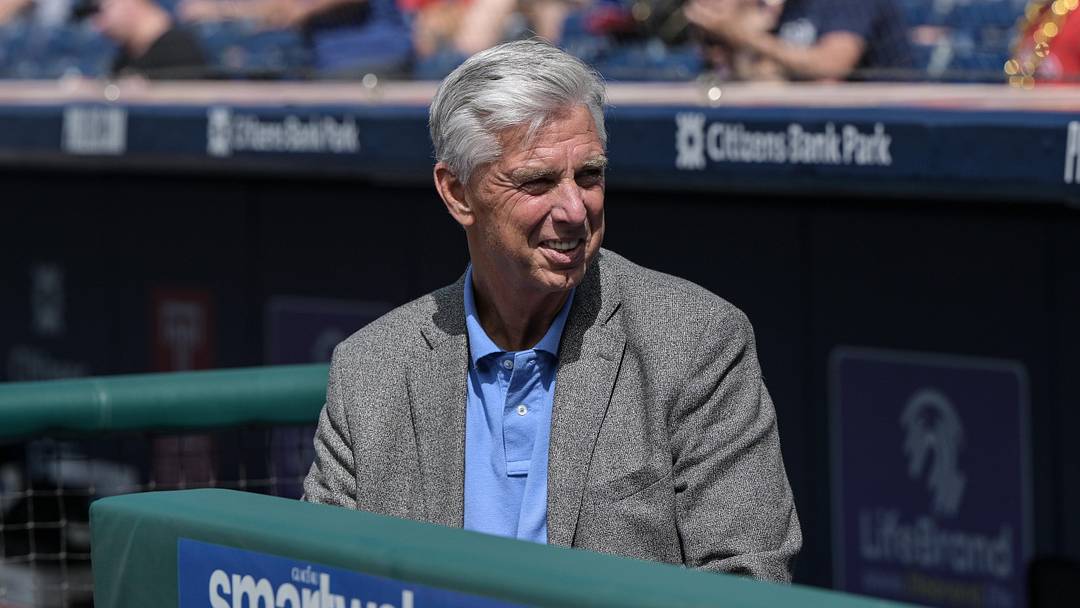 Jun 24, 2023; Philadelphia, Pennsylvania, USA;  Philadelphia Phillies President of Baseball Operations Dave Dombrowski prior to the game against the New York Mets at Citizens Bank Park. Mandatory Credit: John Geliebter-Imagn Images