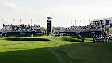 A view of the 13th hole at Oakmont Country Club during the third round of the 2025 U.S. Open