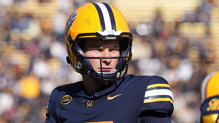 Nov 23, 2024; Berkeley, California, USA; California Golden Bears quarterback Fernando Mendoza (15) during the first quarter against the Stanford Cardinal at California Memorial Stadium. Mandatory Credit: Darren Yamashita-Imagn Images