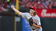 Sep 10, 2024; St. Louis, Missouri, USA;  Cincinnati Reds starting pitcher Rhett Lowder (81) pitches against the St. Louis Cardinals during the first inning at Busch Stadium. Mandatory Credit: Jeff Curry-Imagn Images