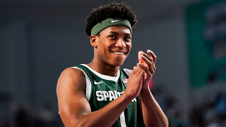 The Michigan State Spartans compete against the North Carolina Tar Heels in the Fort Myers Tip-Off Beach Division game at Suncoast Credit Union Arena on Fort Myers, Fla., on Thursday, Nov. 27, 2025.