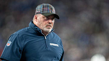Sep 26, 2024; East Rutherford, NJ, US; Dallas Cowboys head coach Mike McCarthy walks into the locker room at halftime at MetLife Stadium. Mandatory Credit: Julian Guadalupe-NorthJersey.com