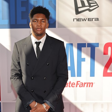 Jun 25, 2025; Brooklyn, NY, USA; Derik Queen arrives before the first round of the 2025 NBA Draft at Barclays Center. Mandatory Credit: Brad Penner-Imagn Images