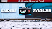 Dec 14, 2025; Philadelphia, Pennsylvania, USA; General view of snow covered seating at Lincoln Financial Field before a game between the Philadelphia Eagles and the Las Vegas Raiders. 