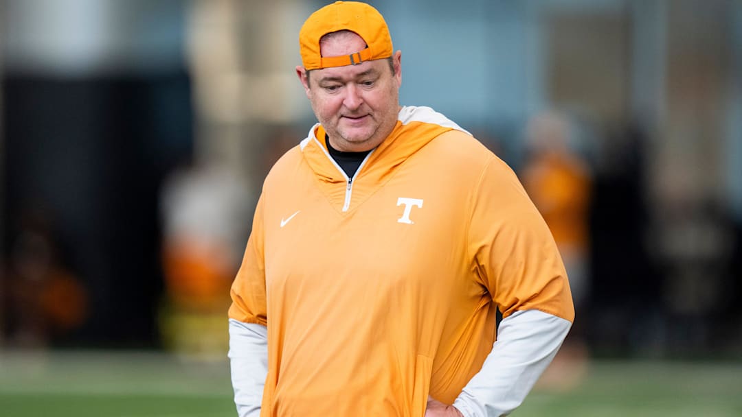 Tennessee head coach Josh Heupel during Vols' football's first day of fall camp in Knoxville on July 30, 2025.