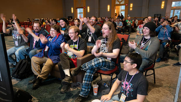Pictured: Players and fans enjoy a gaming session at the AGDQ 2019 event. 