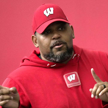 Wisconsin defensive line coach E.J. Whitlow is shown during spring football practice Thursday, April 3, 2025 in Madison, Wisconsin. Mark Hoffman/Milwaukee Journal Sentinel