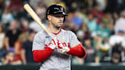 Sep 7, 2025; Phoenix, Arizona, USA; Boston Red Sox third baseman Alex Bregman against the Arizona Diamondbacks at Chase Field. Mandatory Credit: Mark J. Rebilas-Imagn Images