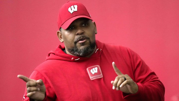 Wisconsin defensive line coach E.J. Whitlow is shown during spring football practice Thursday, April 3, 2025 in Madison, Wisconsin. Mark Hoffman/Milwaukee Journal Sentinel