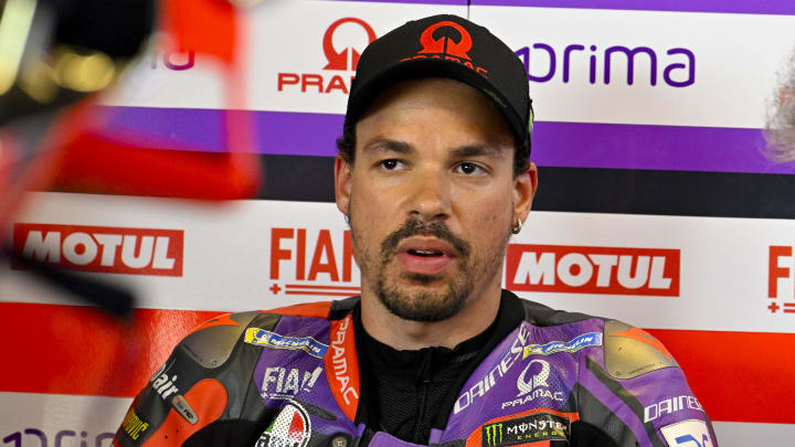 Apr 14, 2024; Austin, TX, USA; Franco Morbidelli (21) of Italy and Prima Pramac Racing before the MotoGP Grand Prix of The Americas at Circuit of The Americas. Mandatory Credit: Jerome Miron-USA TODAY Sports