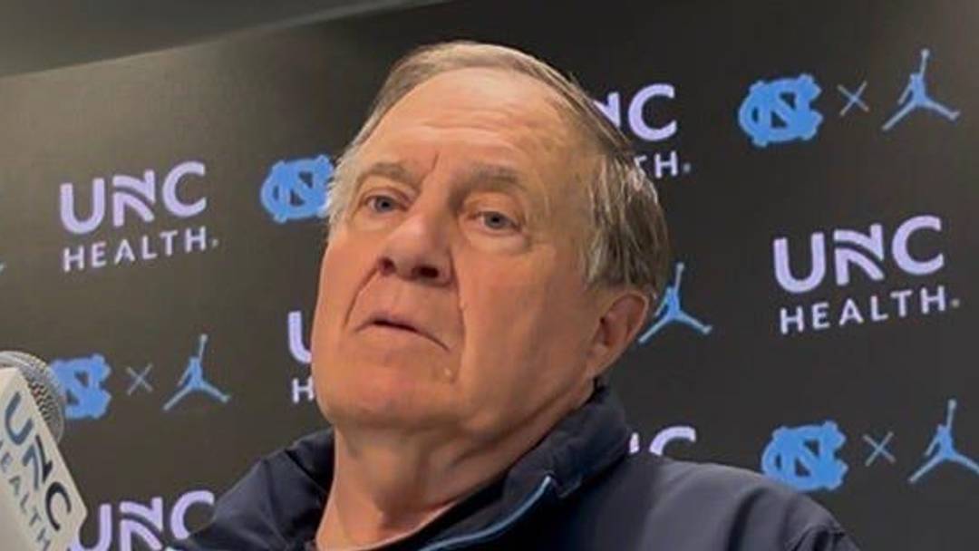 UNC football coach Bill Belichick during a press conference ahead of the Tar Heels' first spring practice on Tuesday, March 24, 2026.