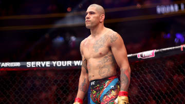 Jun 29, 2024; Las Vegas, Nevada, USA; Alex Pereira (red gloves) prepares to fight Jiri Prochazka (not pictured) during UFC 303 at T-Mobile Arena. Mandatory Credit: Mark J. Rebilas-USA TODAY Sports
