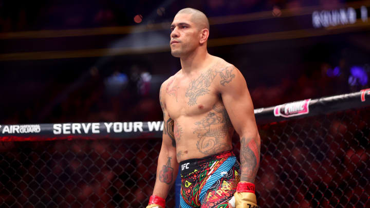 Jun 29, 2024; Las Vegas, Nevada, USA; Alex Pereira (red gloves) prepares to fight Jiri Prochazka (not pictured) during UFC 303 at T-Mobile Arena. Mandatory Credit: Mark J. Rebilas-USA TODAY Sports