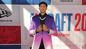 Jun 25, 2025; Brooklyn, NY, USA; Nique Clifford arrives before the first round of the 2025 NBA Draft at Barclays Center. Mandatory Credit: Brad Penner-Imagn Images