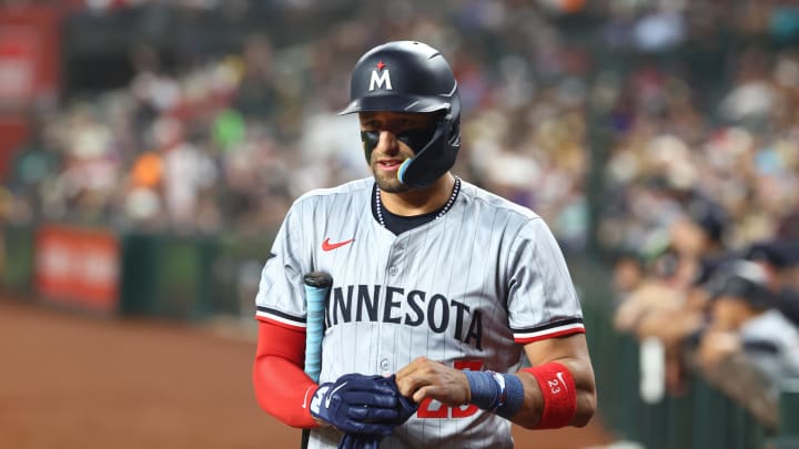 Jun 25, 2024; Phoenix, Arizona, USA; Minnesota Twins third baseman Royce Lewis against the Arizona Diamondbacks at Chase Field. Mandatory Credit: Mark J. Rebilas-USA TODAY Sports